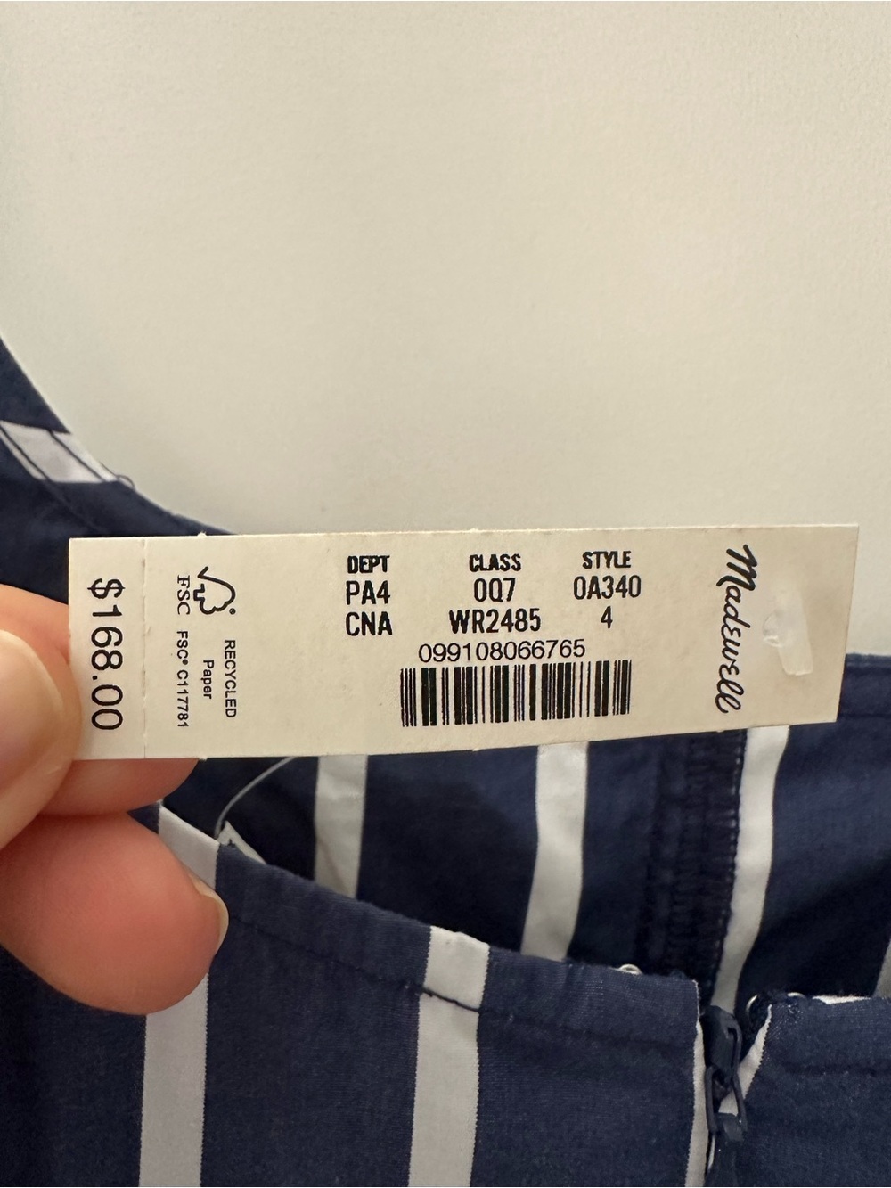NWT Madewell Rylee Midi Dress Cool Navy Stripe Poplin Size 4 - Picture 6 of 11